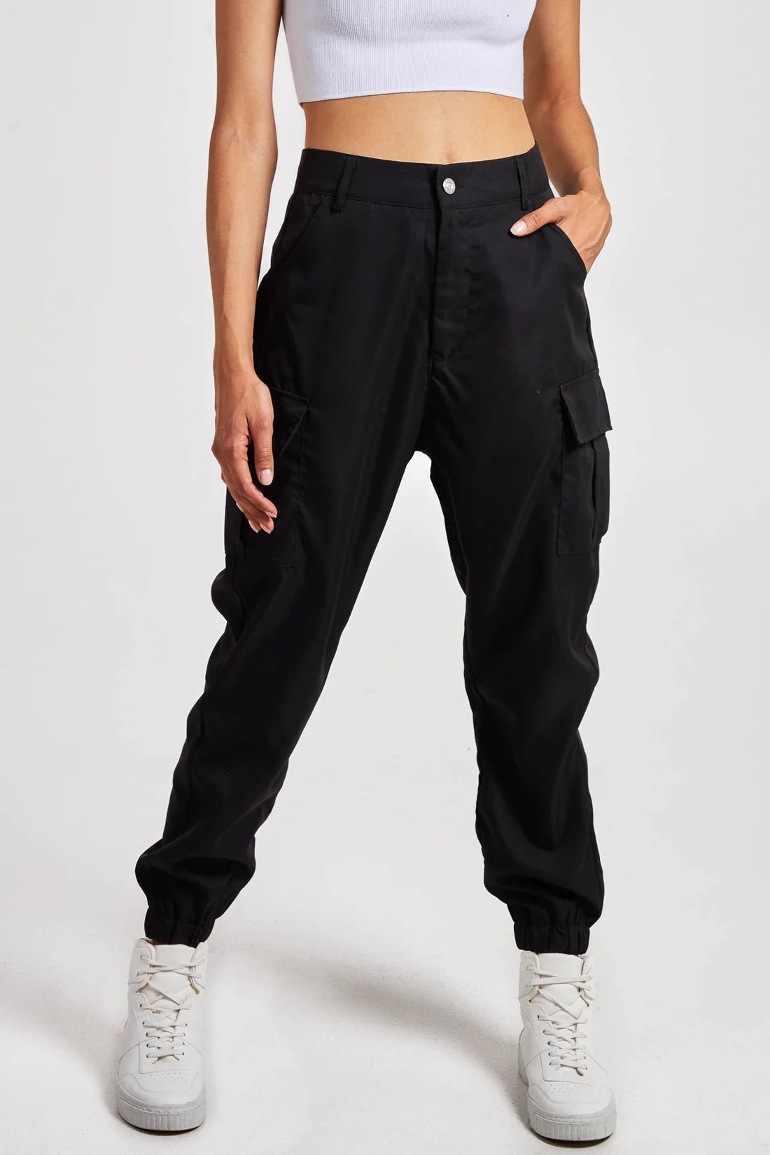 Cuffed Pocket Cargo Trousers - Pinstripe