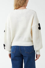 Load image into Gallery viewer, Daisy Floral Flocking Ribbed Jumper - Pinstripe
