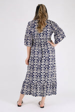 Load image into Gallery viewer, Elasticated Shirred Waist Baroque Maxi Dress - Pinstripe
