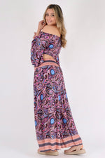 Load image into Gallery viewer, Floral Print Two Piece Set - Pinstripe
