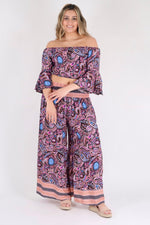 Load image into Gallery viewer, Floral Print Two Piece Set - Pinstripe
