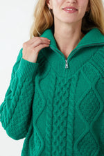 Load image into Gallery viewer, High Neck Half Zip Cable Jumper - Pinstripe
