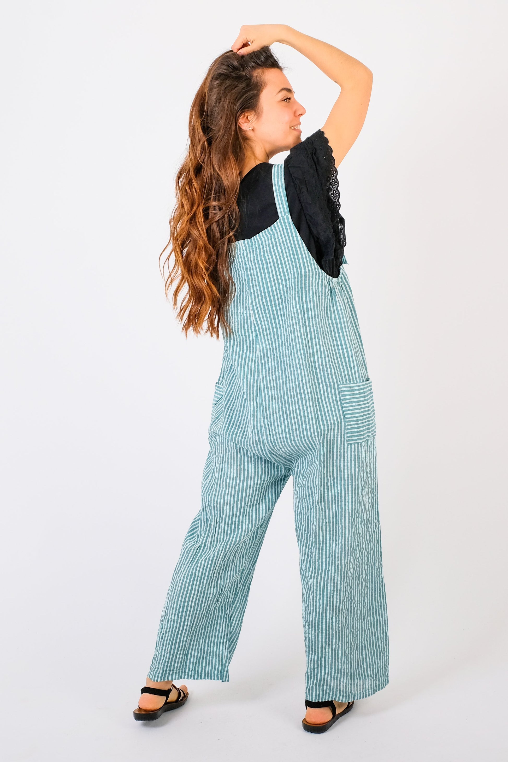 Indie - Pinstripe Summer Dungarees - Pinstripe