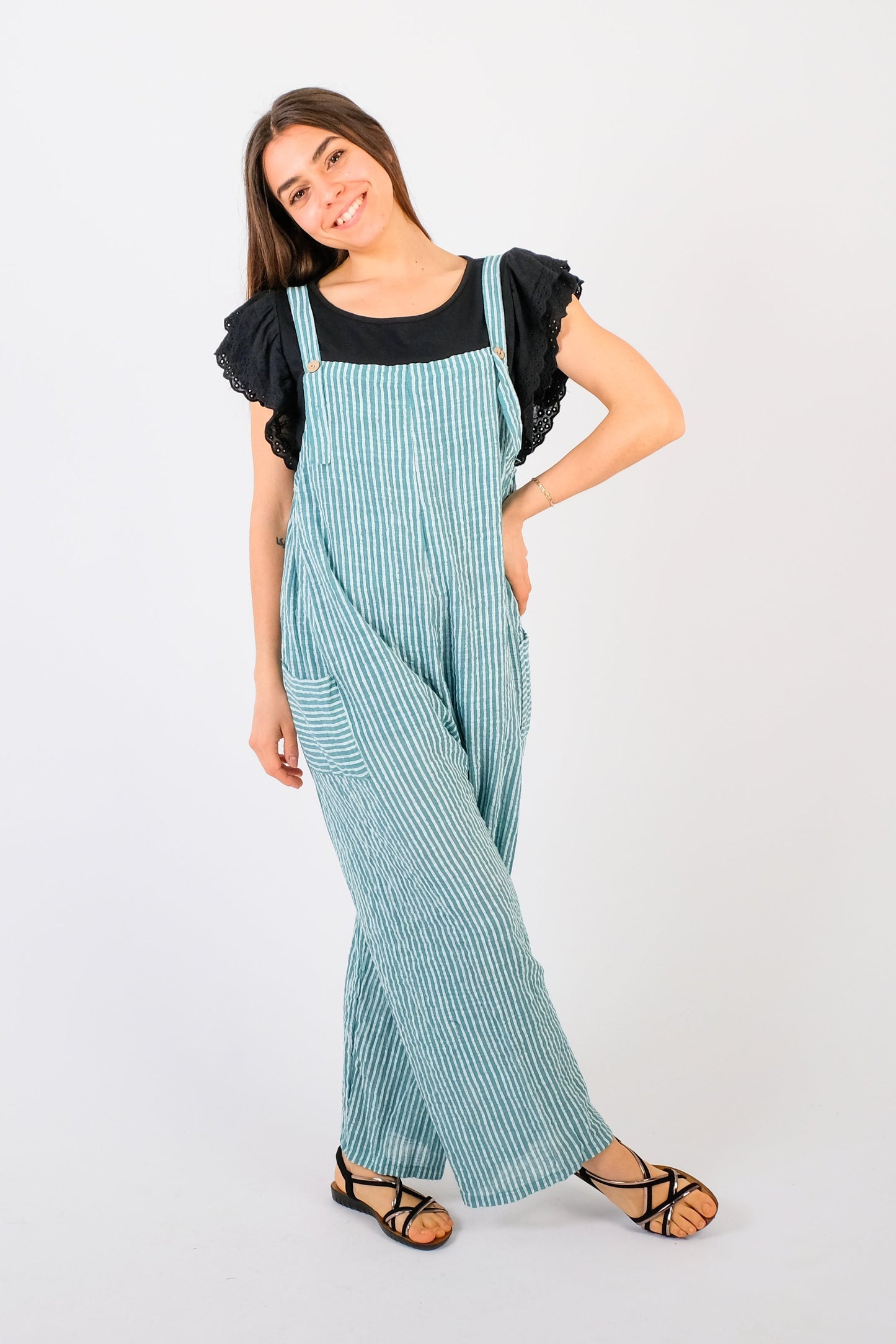 Indie - Pinstripe Summer Dungarees - Pinstripe