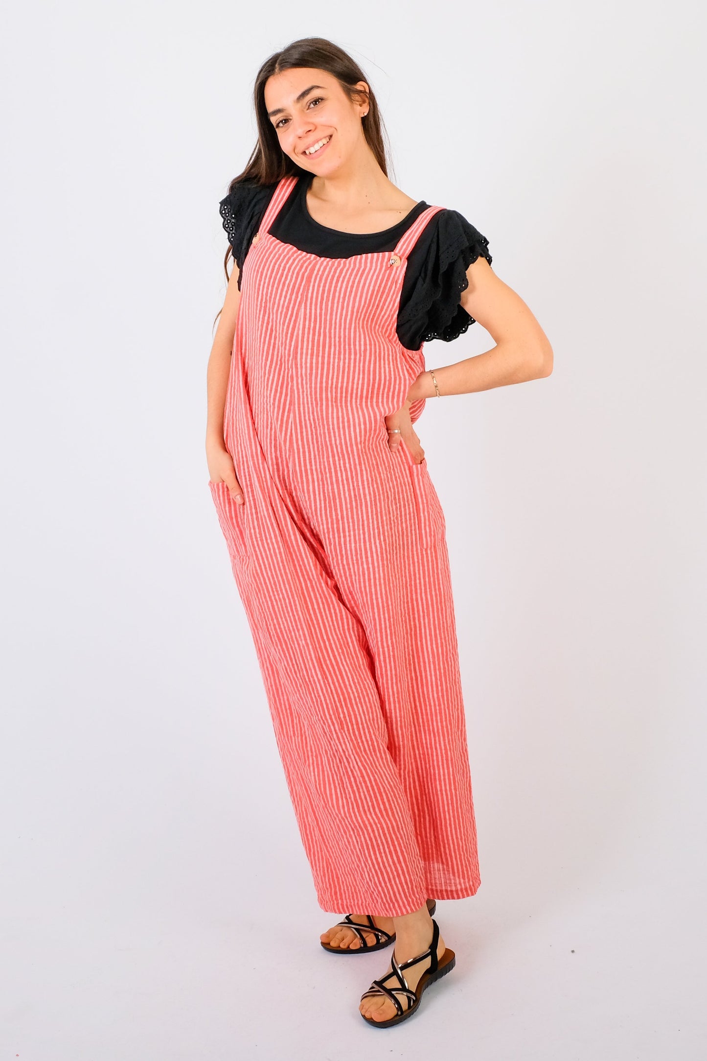 Indie - Pinstripe Summer Dungarees - Pinstripe