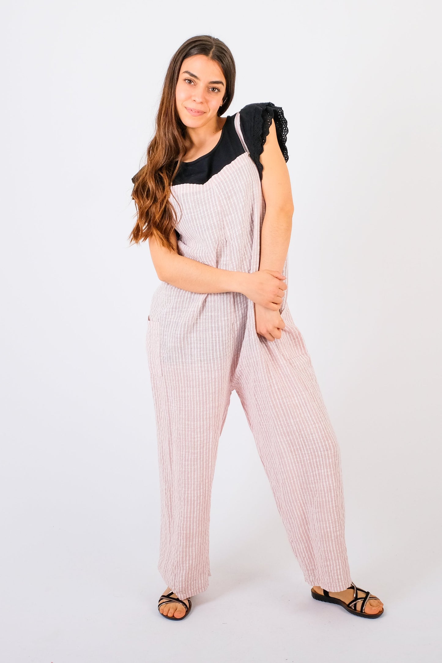 Indie - Pinstripe Summer Dungarees - Pinstripe