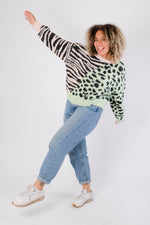 Load image into Gallery viewer, Iqra - Animal Print Soft Knit Jumper - Pinstripe
