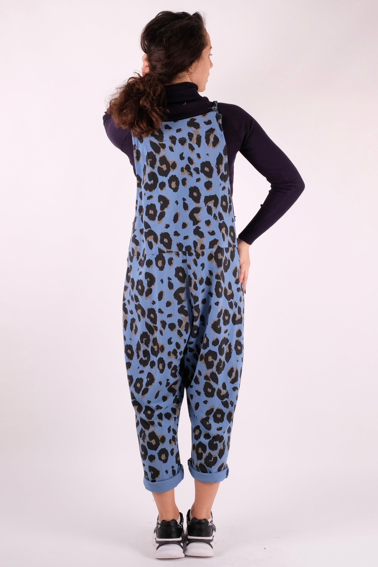 Leopard Print Dungarees 3/4 Length - Pinstripe
