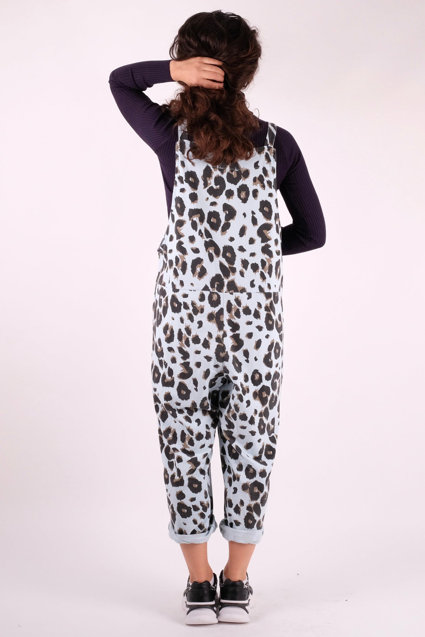 Leopard Print Dungarees 3/4 Length - Pinstripe