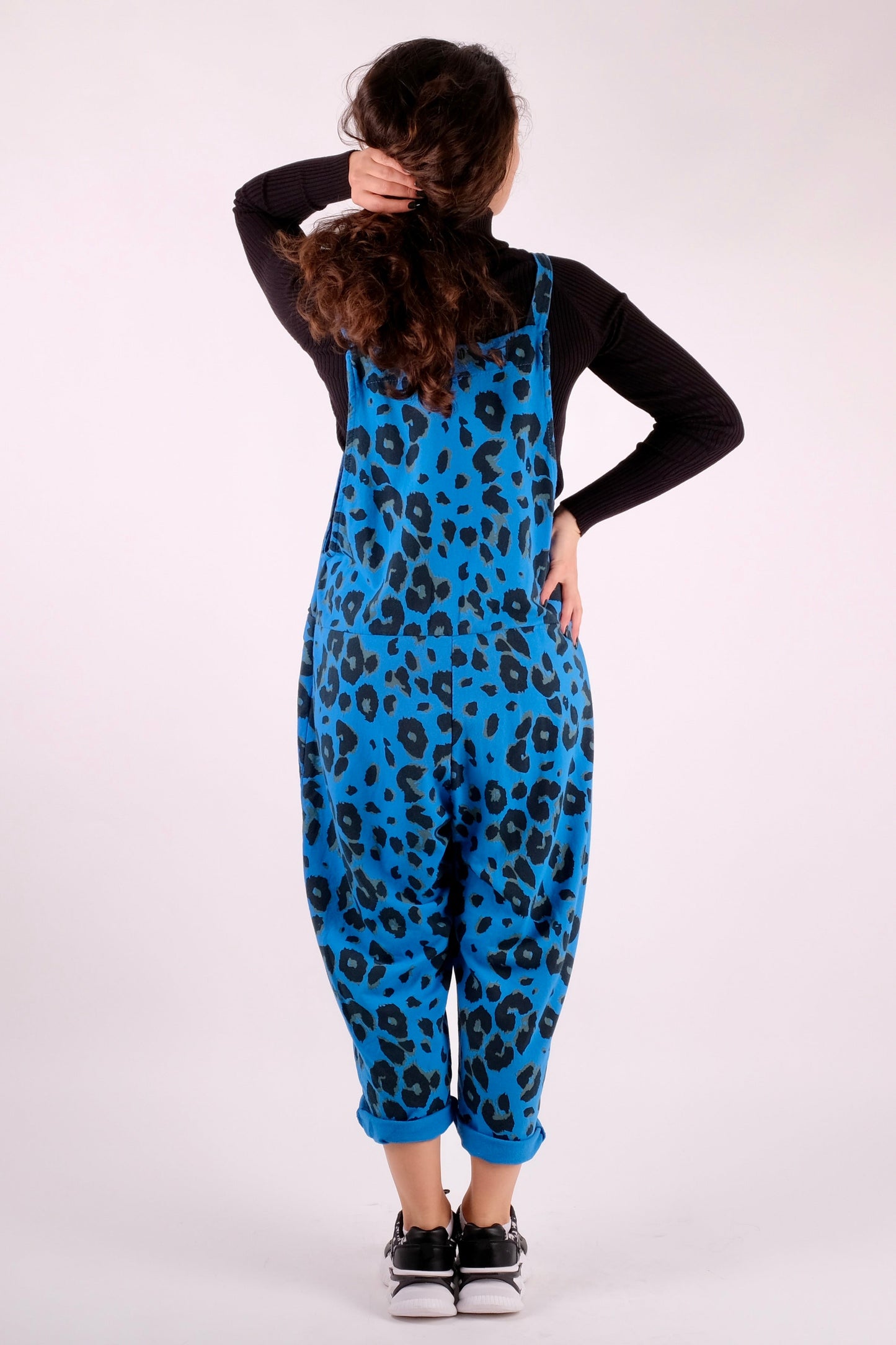 Leopard Print Dungarees 3/4 Length - Pinstripe