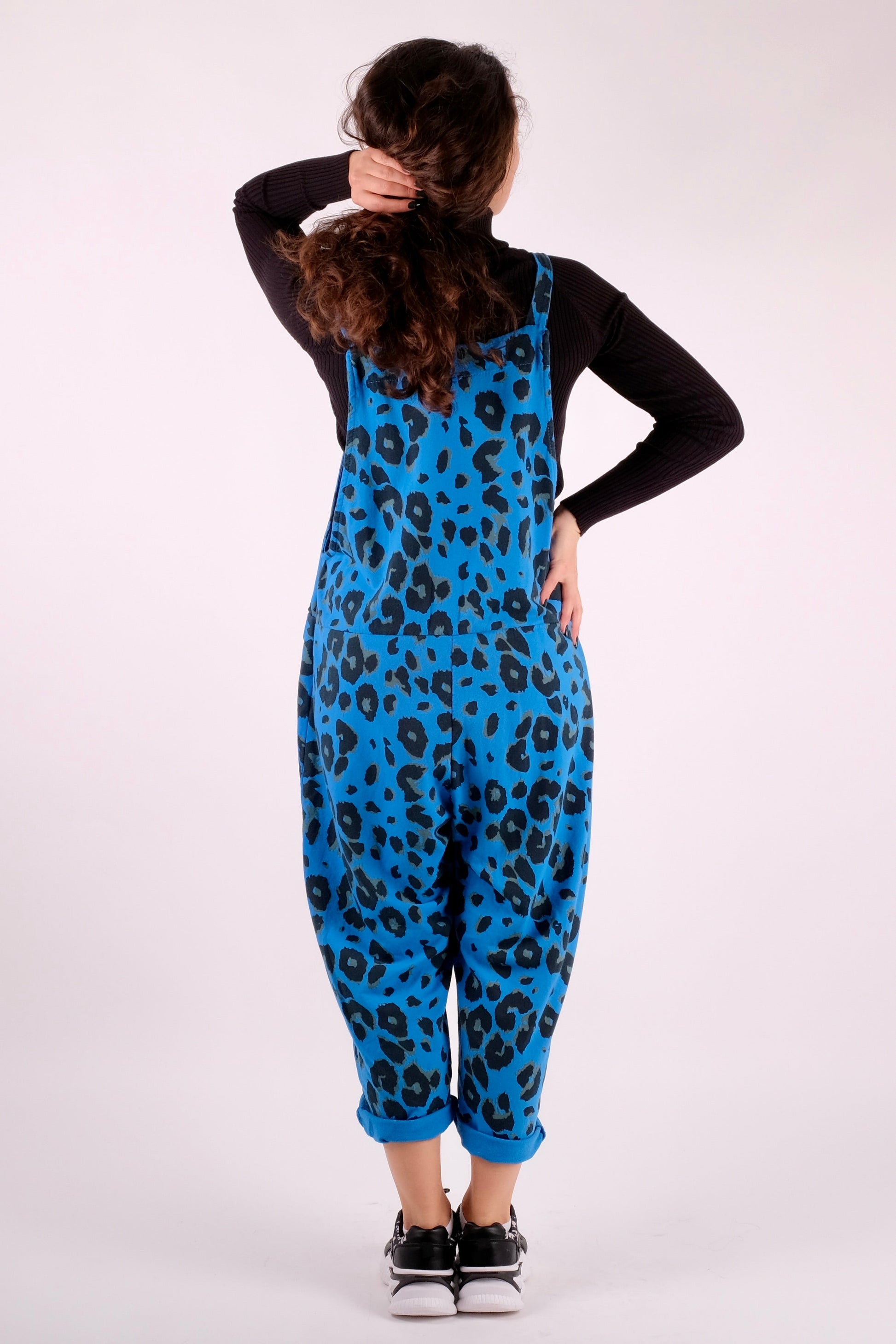 Leopard Print Dungarees 3/4 Length - Pinstripe