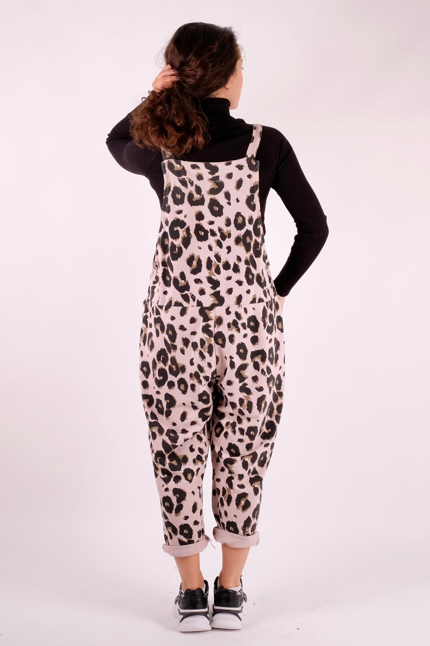 Leopard Print Dungarees 3/4 Length - Pinstripe