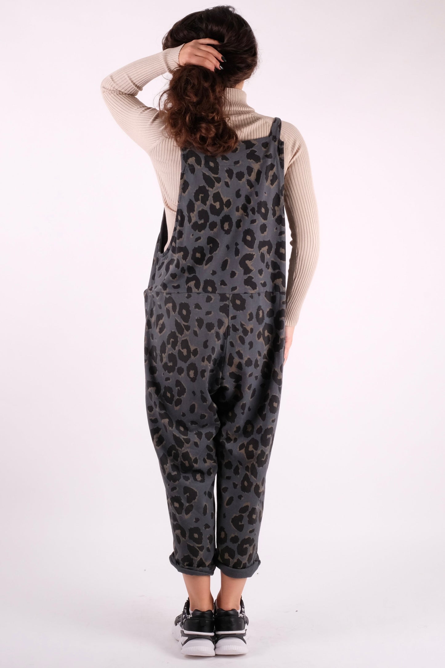 Leopard Print Dungarees 3/4 Length - Pinstripe