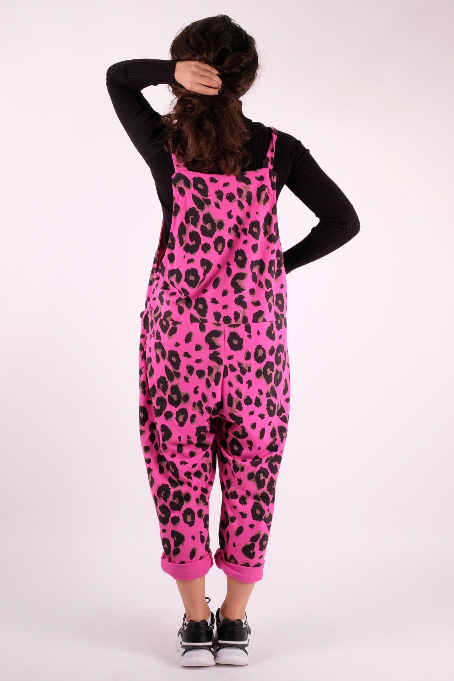 Leopard Print Dungarees 3/4 Length - Pinstripe