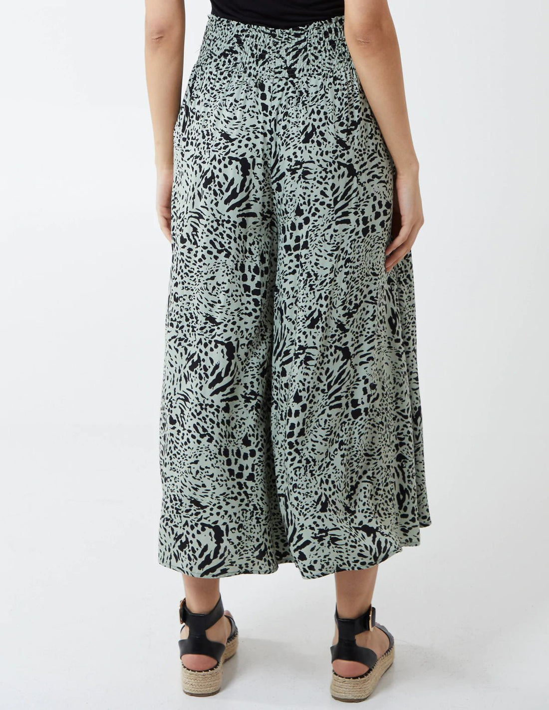 Lilly - Animal Print Wide Leg Trousers - Pinstripe