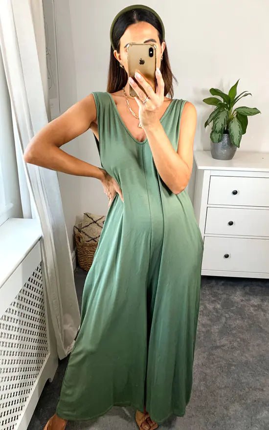 Lizzie - Oversized Plain Jumpsuit - Pinstripe