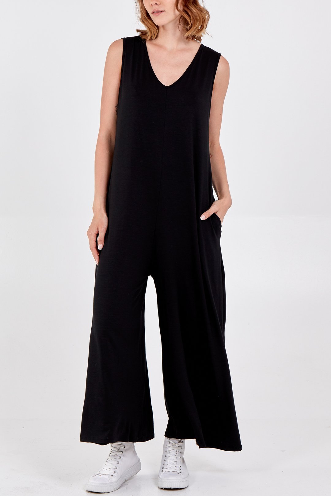 Lizzie - Oversized Plain Jumpsuit - Pinstripe