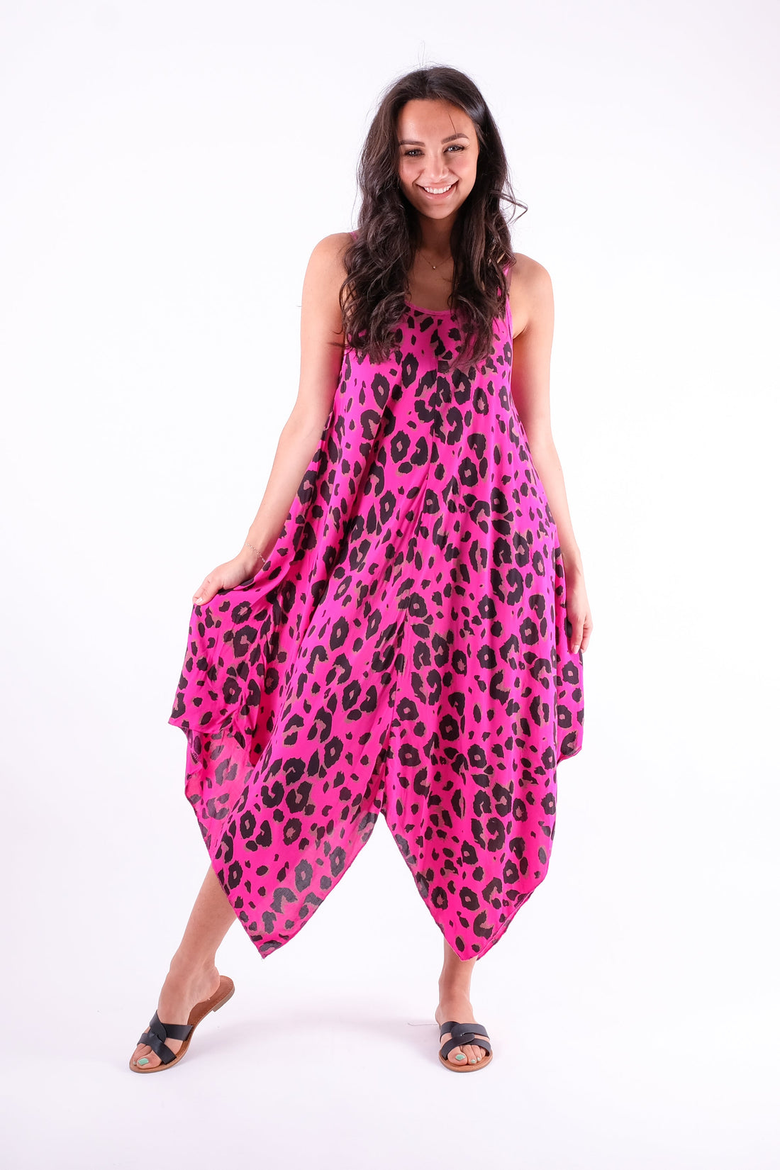 Mabel - Leopard Print Sun Dress - Pinstripe
