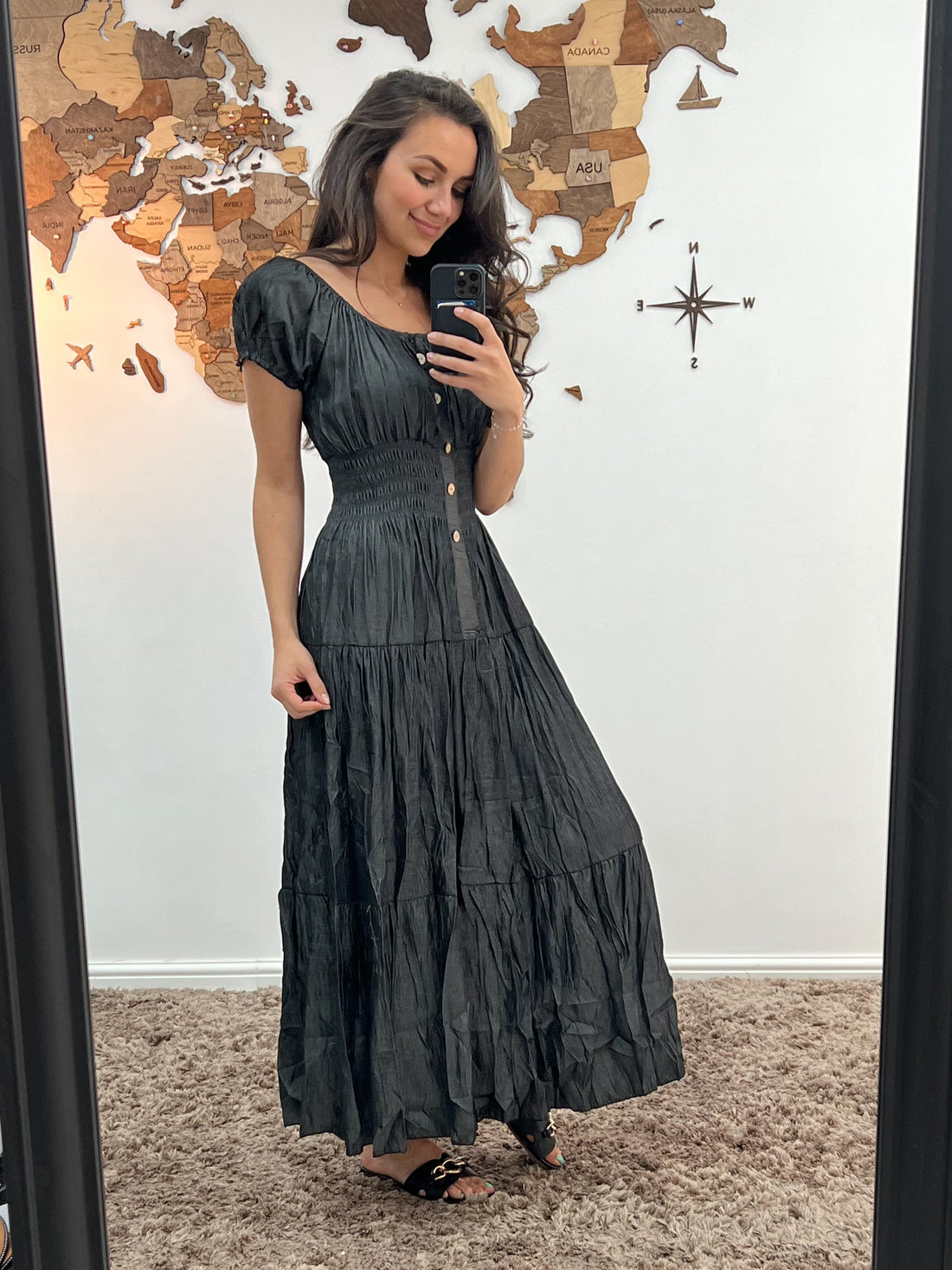 Parrell - Dark Wash Denim Maxi Dress - Pinstripe