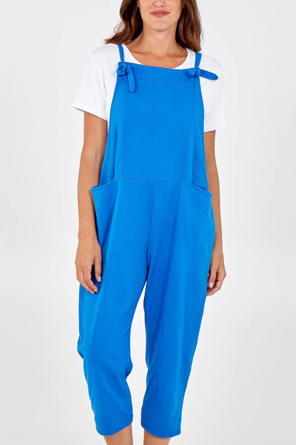 Plaine - Bow Detail Plain Dungarees - Pinstripe