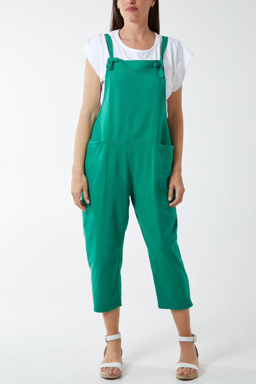 Plaine - Bow Detail Plain Dungarees - Pinstripe