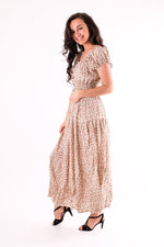 Load image into Gallery viewer, Robin - Shirring Button Detailed Floral Maxi Dress - Pinstripe
