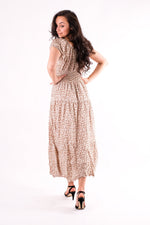 Load image into Gallery viewer, Robin - Shirring Button Detailed Floral Maxi Dress - Pinstripe
