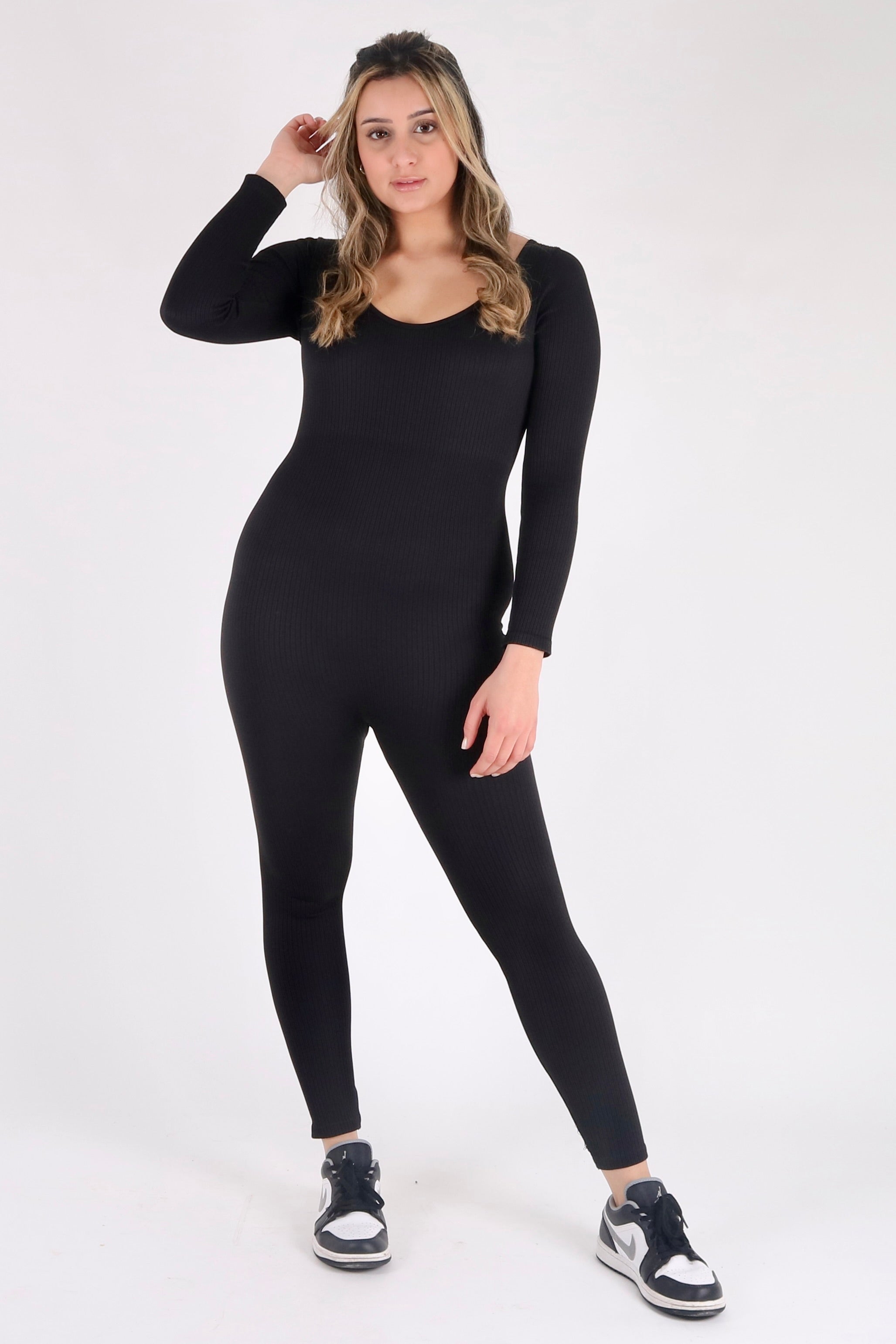 Long sleeve plunge jumpsuit online