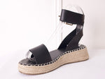 Load image into Gallery viewer, Susana - Faux Leather Chain Detail Espadrille Flat forms - Pinstripe
