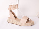 Load image into Gallery viewer, Susana - Faux Leather Chain Detail Espadrille Flat forms - Pinstripe
