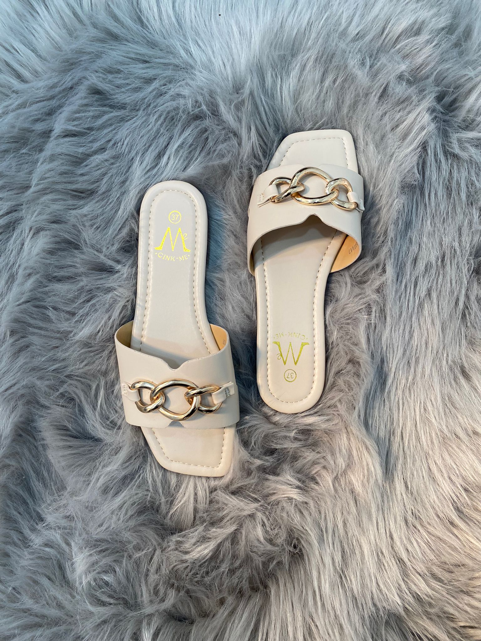 Trelle - Metal Detail Slip On Platform Sandal - Pinstripe