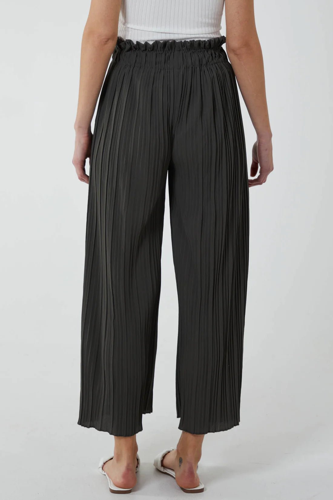 Wide Leg Pleated Trousers - Pinstripe